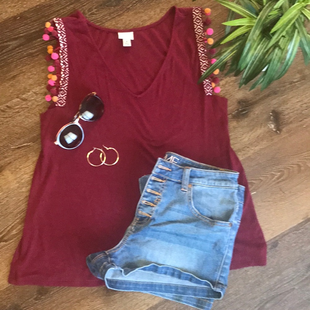 Burgundy Top Boho style